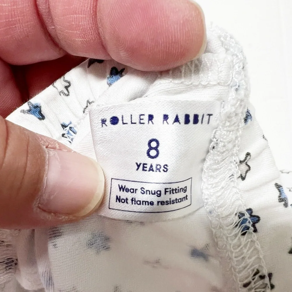 Roller Rabbit Kids White and Blue Starry Kids Pajama Set Size 8 Years